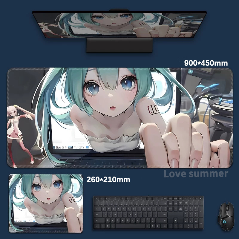 Pc Gaming Hatsune Miku - Anime Miku Büyük Oyun Mouse Pad'i