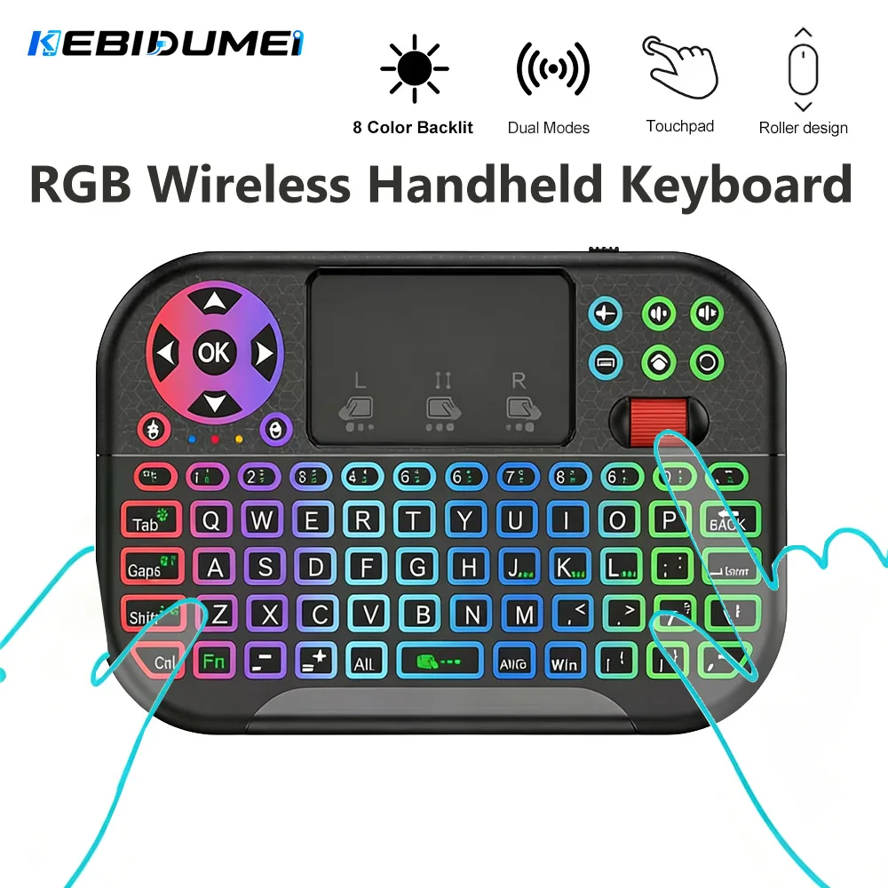 Rgb Keyboard Wrist Rest - RGB Kablosuz Klavye, Kaydırma Tekerleği Dokunmatik