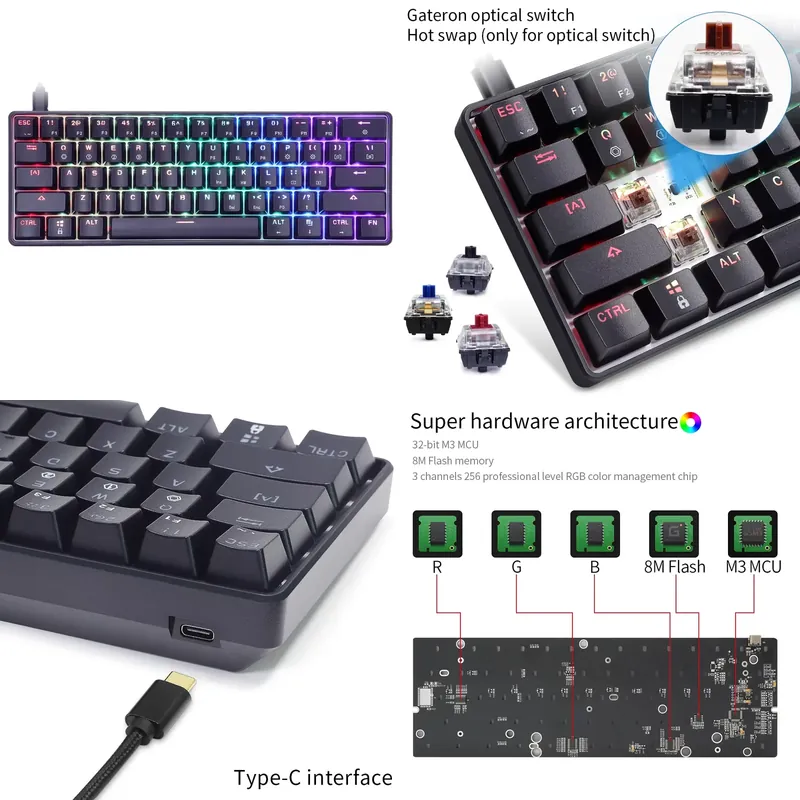 Mechanical Keyboard - Dropshipping Skyloong Gk61 Sk61 Rgb %60