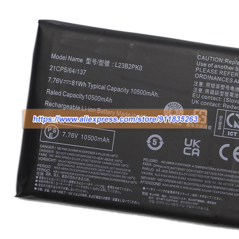 Pc Gaming Lenovo Legion - Yeni L23B2PK0 Pil 7.76V 10500mAh 81Wh