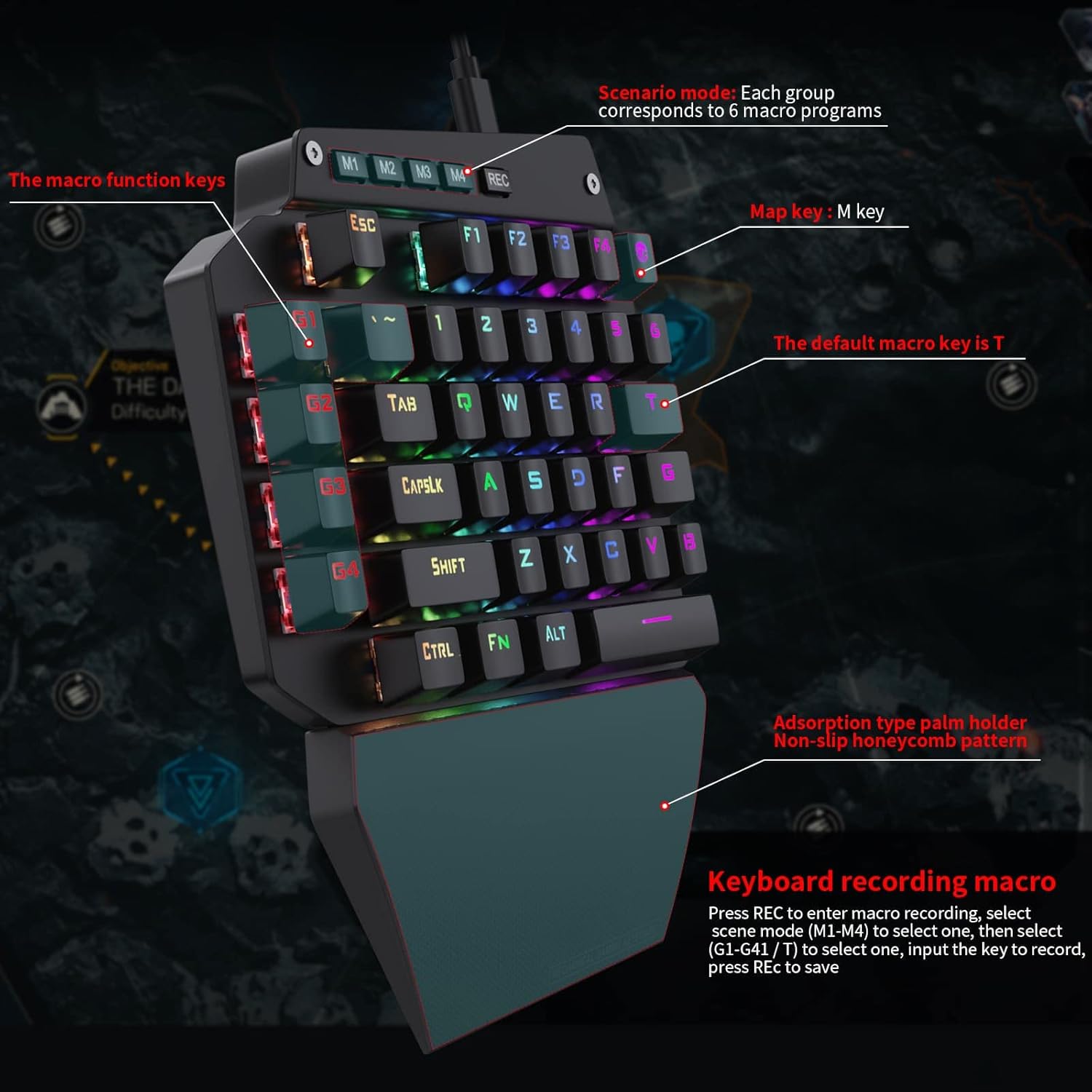 HUO JI Tek Elle Mekanik Oyun K - Rgb Keyboard Wrist Rest incelemesi ve fiyatı